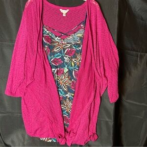 Terra & Sky Women's Cardigan 24W-26W and Tank Top Set